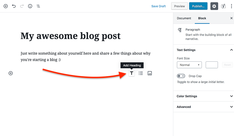 如何在 WordPress 中撰写您的第一篇博文 - 如何添加标题