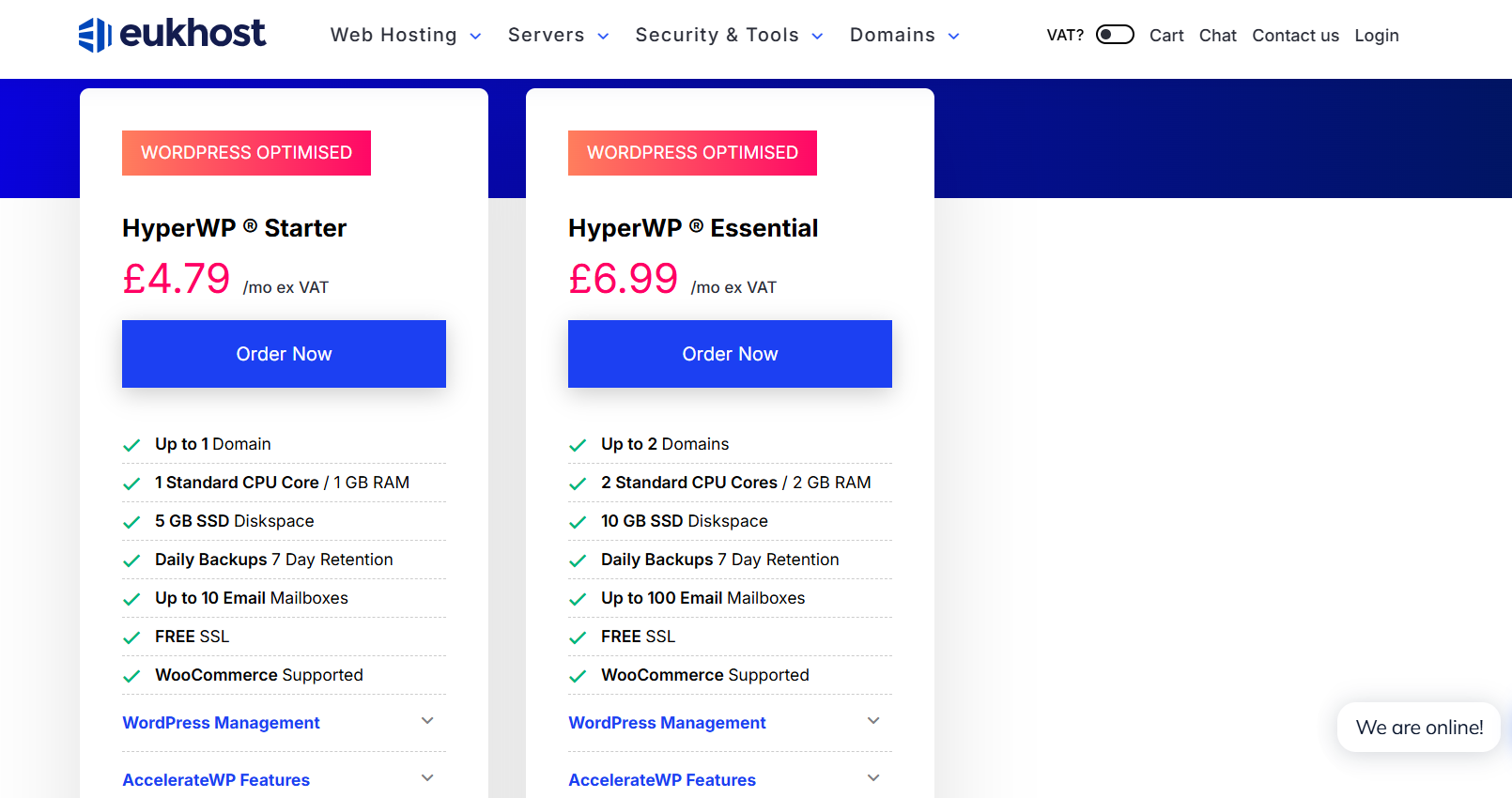 英国最佳WordPress主机推荐：eukhost HyperWP首月仅£1超值体验