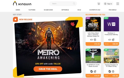 Kinguin黑色星期五优惠券，正版游戏软件特卖