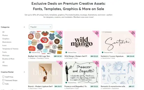 2026 设计师福利Creative Market畅销字体30%折扣
