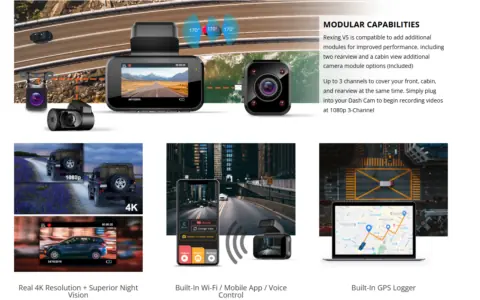 三通道4K行车记录仪推荐：Rexing V5 Plus：全方位驾驶保护