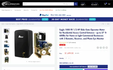 2025 美国家用滑动门电机推荐：Eagle-1000-FR性能解析