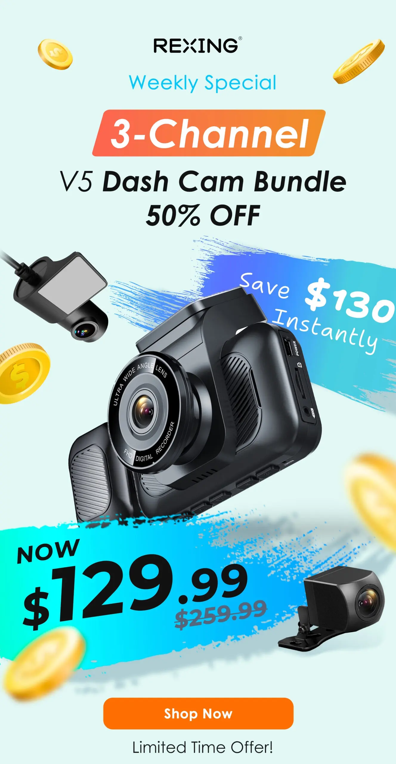 三通道4K行车记录仪推荐：Rexing V5 Plus：全方位驾驶保护