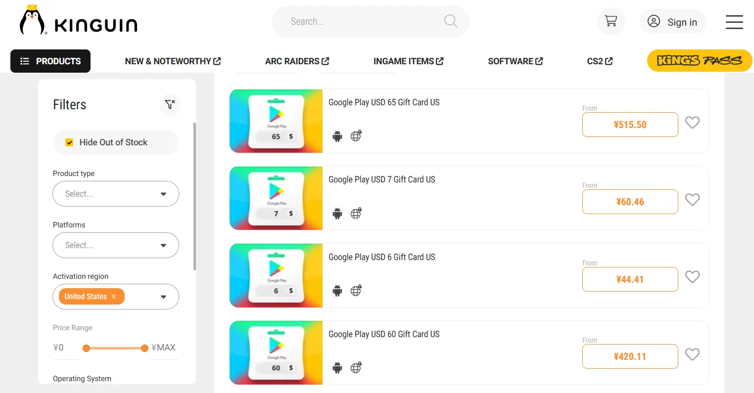 Google Play Gift Card 哪里买最便宜？