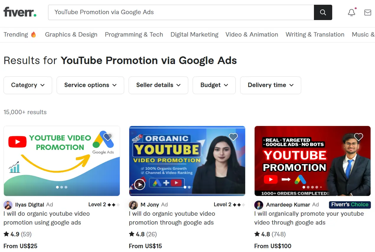 如何在 Fiverr 找人推广 YouTube 频道？2026 避坑实战指南 1