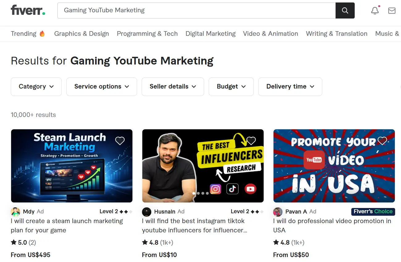 如何在 Fiverr 找人推广 YouTube 频道？2026 避坑实战指南 3