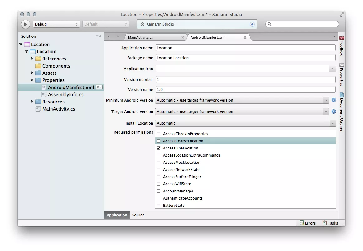 Xamarin.Android位置服务