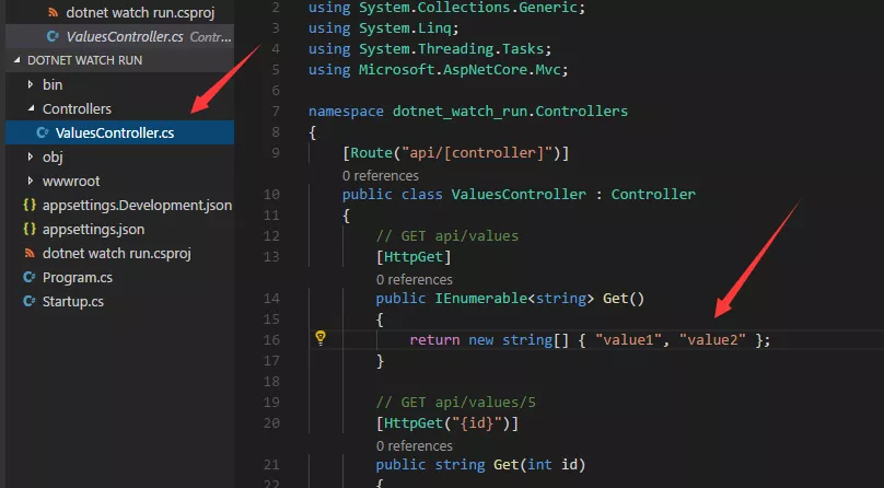 dot watch+vs code提成asp.net core开发效率 5
