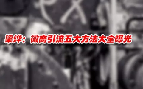梁烨：微商引流五大方法大全曝光
