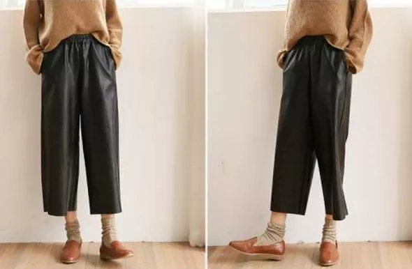 别再穿丝袜打底裤了！今年流行皮裤+毛衣 美爆了 16