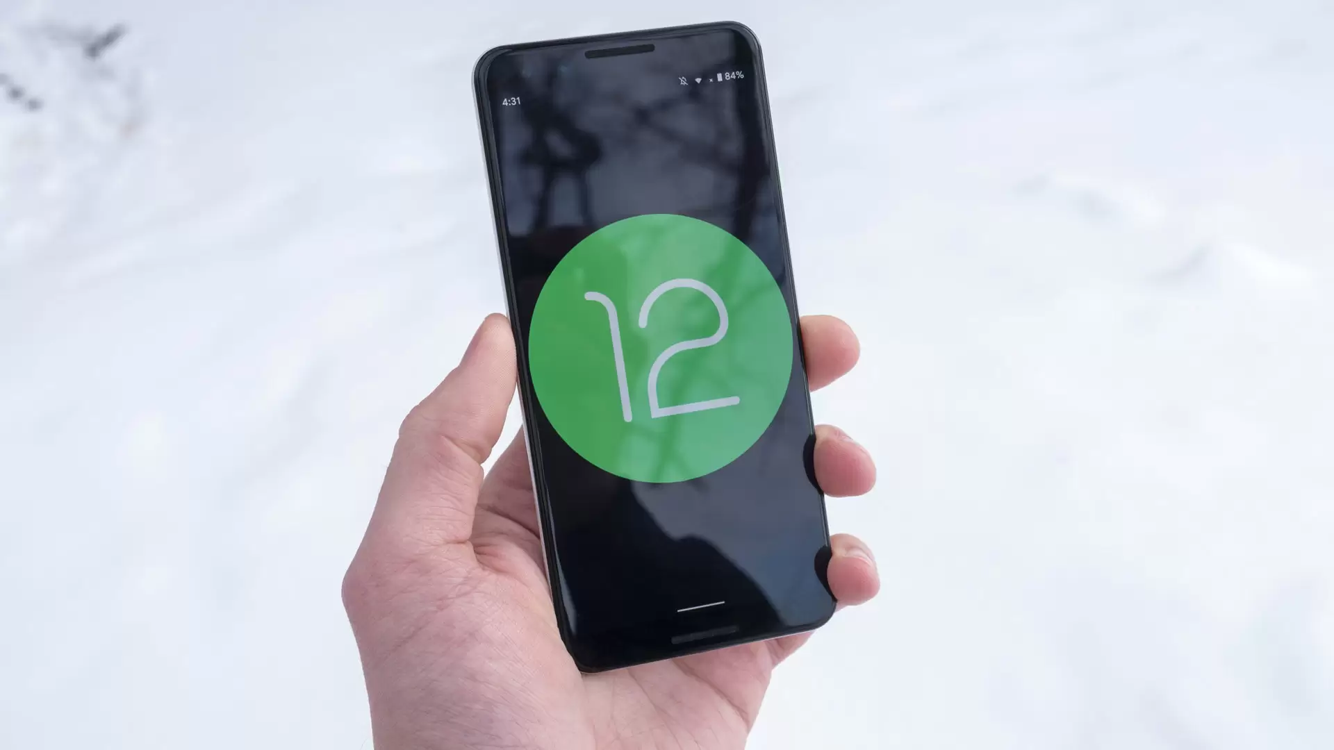 Google Pixel 3 1 上的 Android 12 徽标