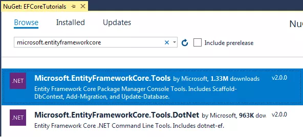 Entity Framework Core安装教程