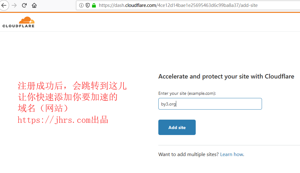 添加要cloudflare加速的网站