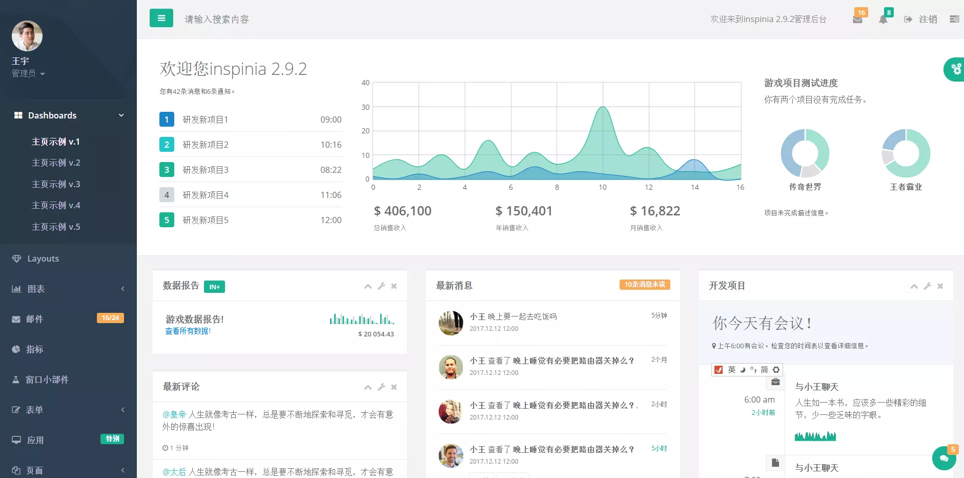 后台管理系统模板首页效果图