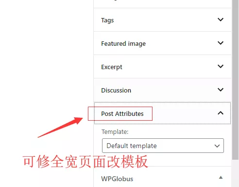 选择WordPress 全宽页面模板