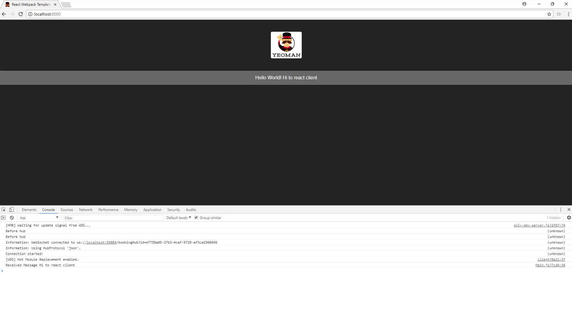 React.js应用程序调用ASP.Net Core SignalR
