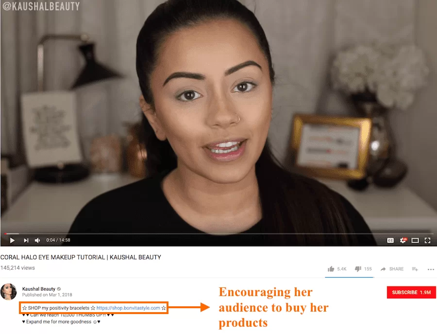 Selling products on YoutUbe channel screenshot