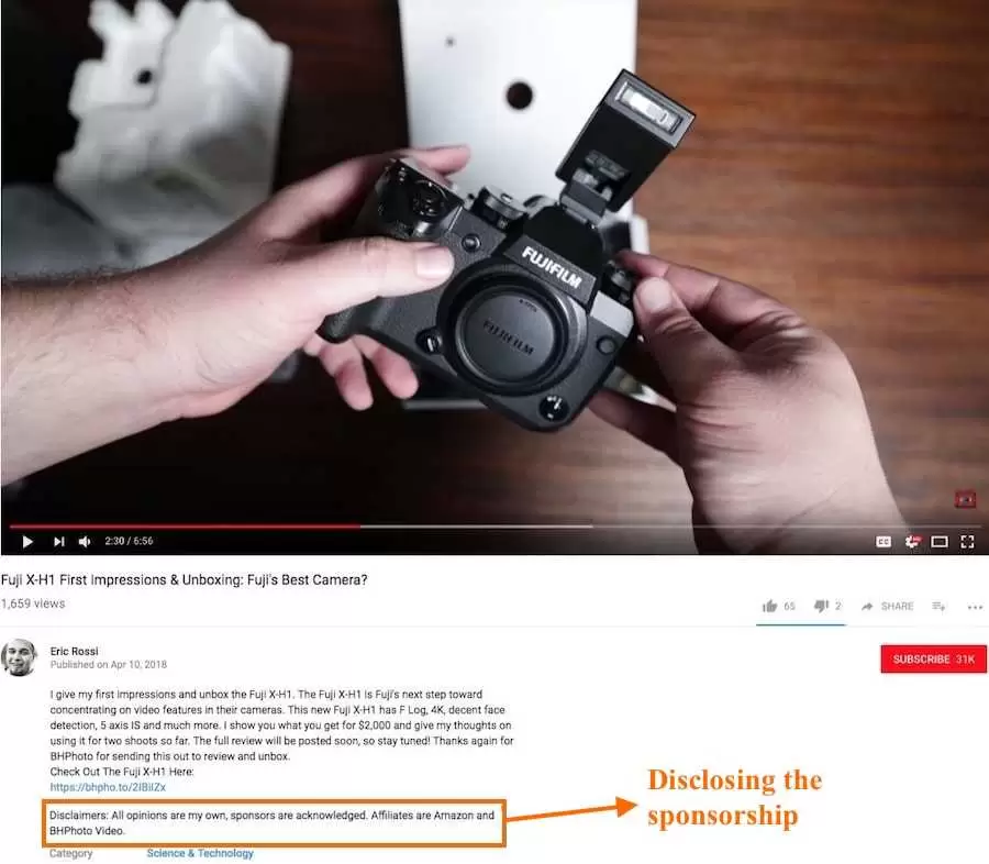Sponsored YouTUbe video screenshot