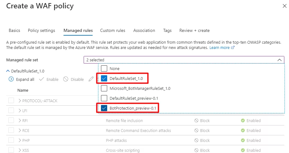 使用 Azure Web 应用防火墙拦截黑客攻击 4