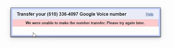 We were unable to make the number transfer. Please try again later错误
