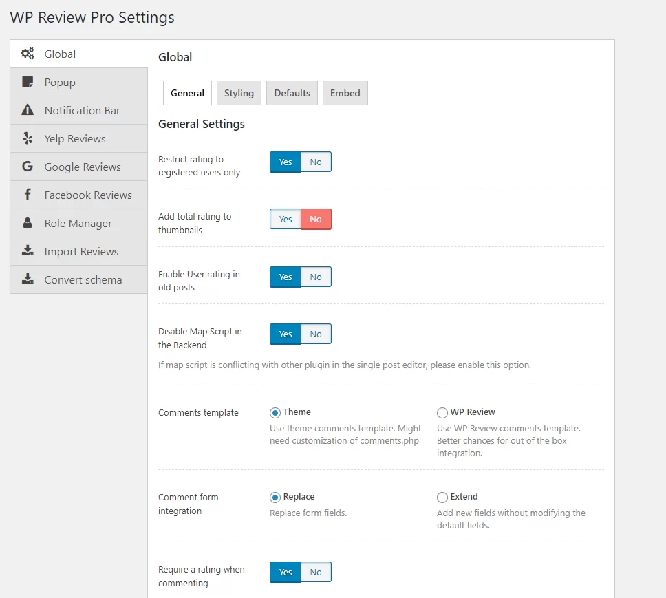 2026 最新WP Review Pro插件全局设置中文简介 2