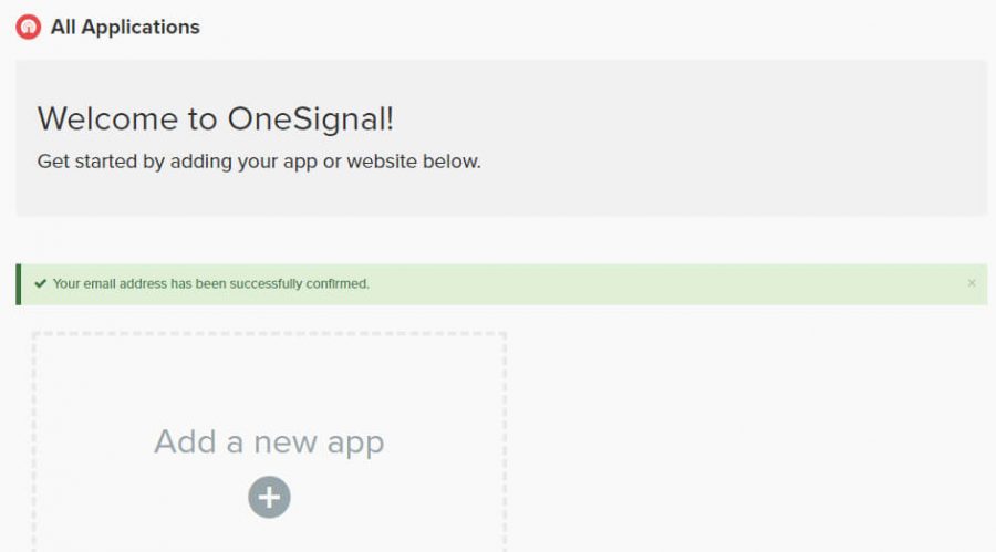 添加一个新的OneSignal应用程序。