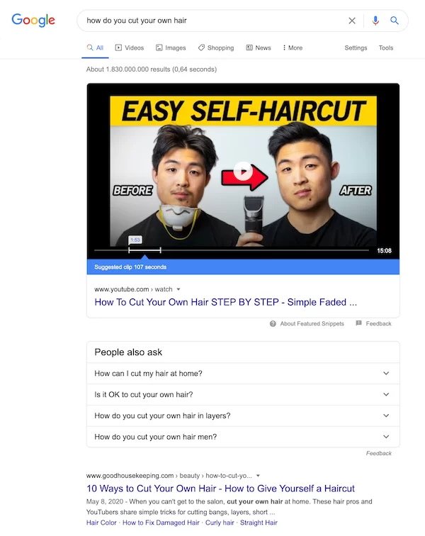 拥挤的SERP的例子