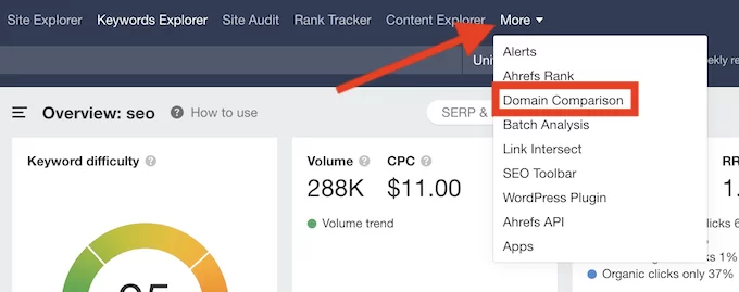 ahrefs 域比较