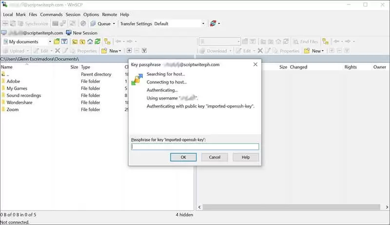 使用 WinSCP 连接到您的 Web 服务器