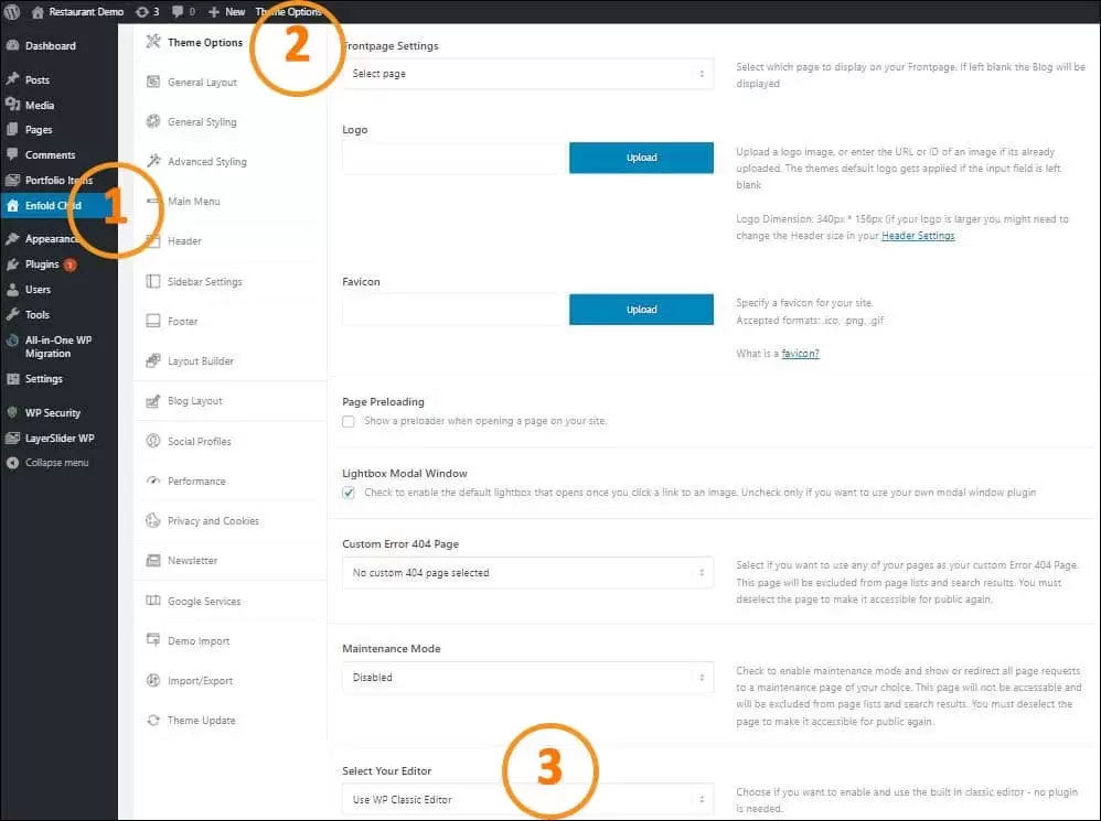 在 Enfold 中禁用 Gutenberg 并使用内置的经典编辑器