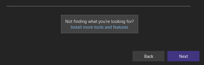 Visual Studio 2022 - 模板列表底部的安装更多工具和功能链接