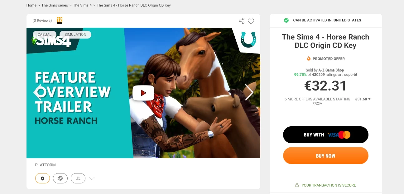 模拟人生The Sims 4 骏马牧场便宜CD Key开售