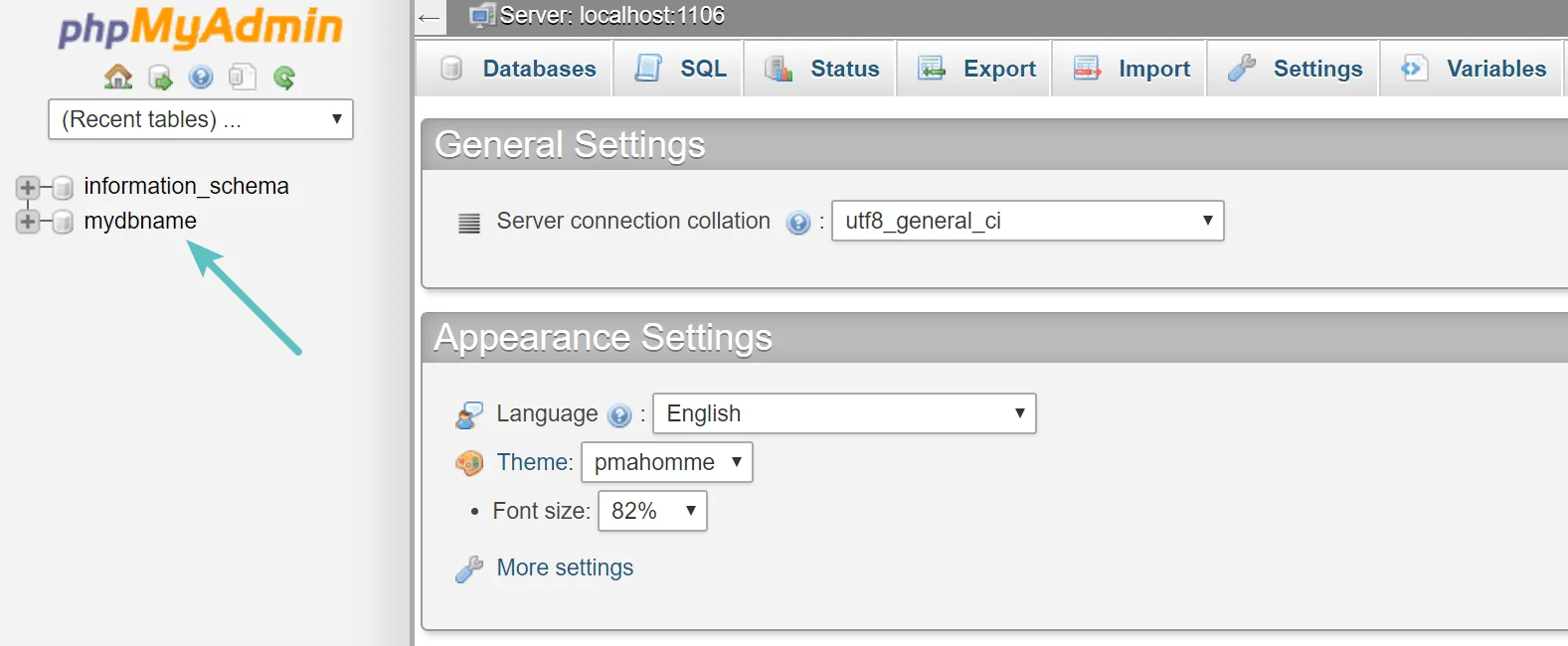 cPanel 数据库名称