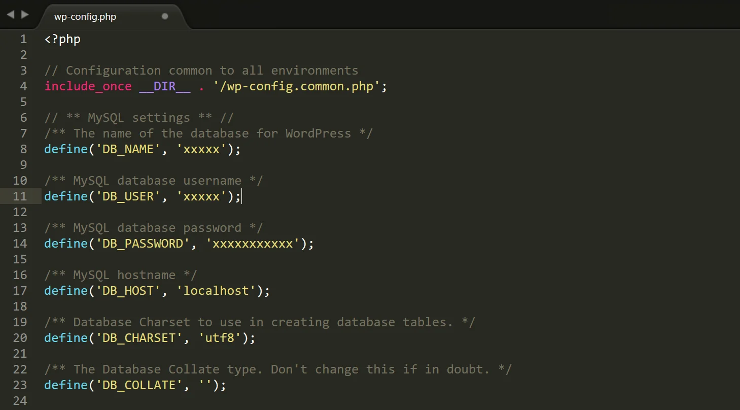wp-config.php文件数据库访问凭证