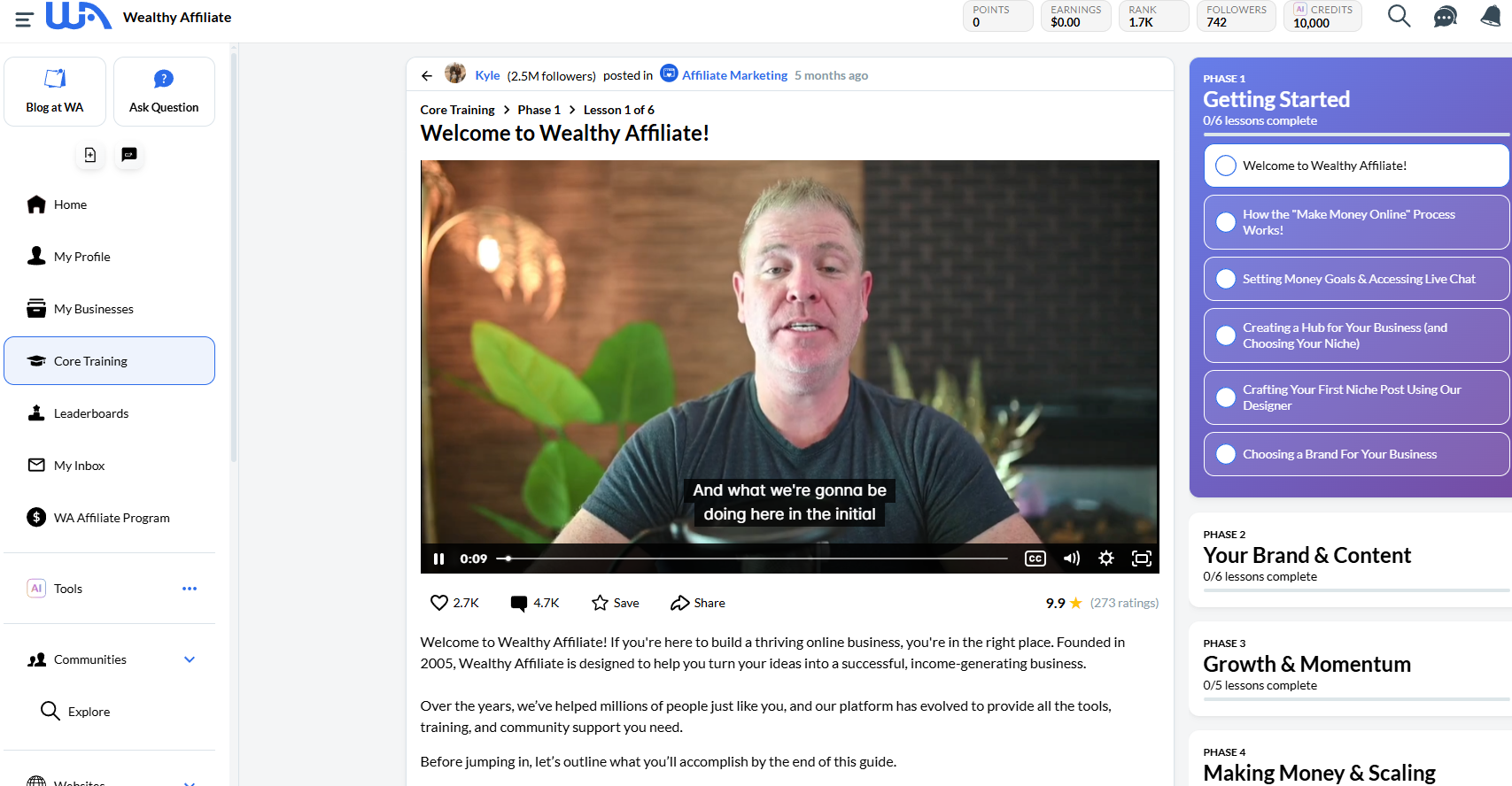 Wealthy Affiliate 建站赚钱经历